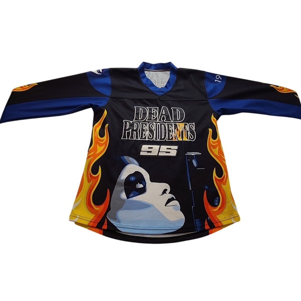Presidents 95 Graphic Jersey Sleeve Mesh Streetwear Shirt Black Blue‎ Men's S